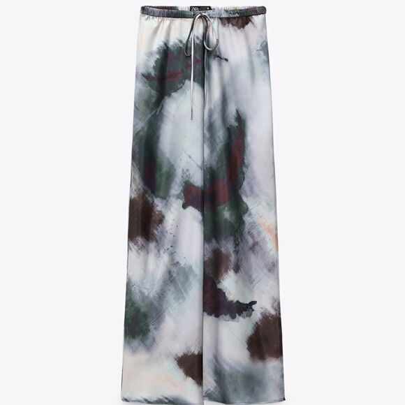 Zara Satin Effect Printed Skirt New - Picture 6 of 10